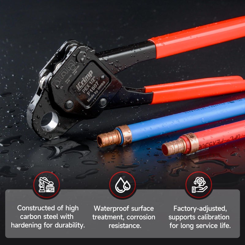 IWISS iCrimp Angle Head F1807 PEX Pipe Crimping Tool for Copper Rings - 1/2-inch Angle Single Crimper, Suitable for Tight Spaces - Image 3